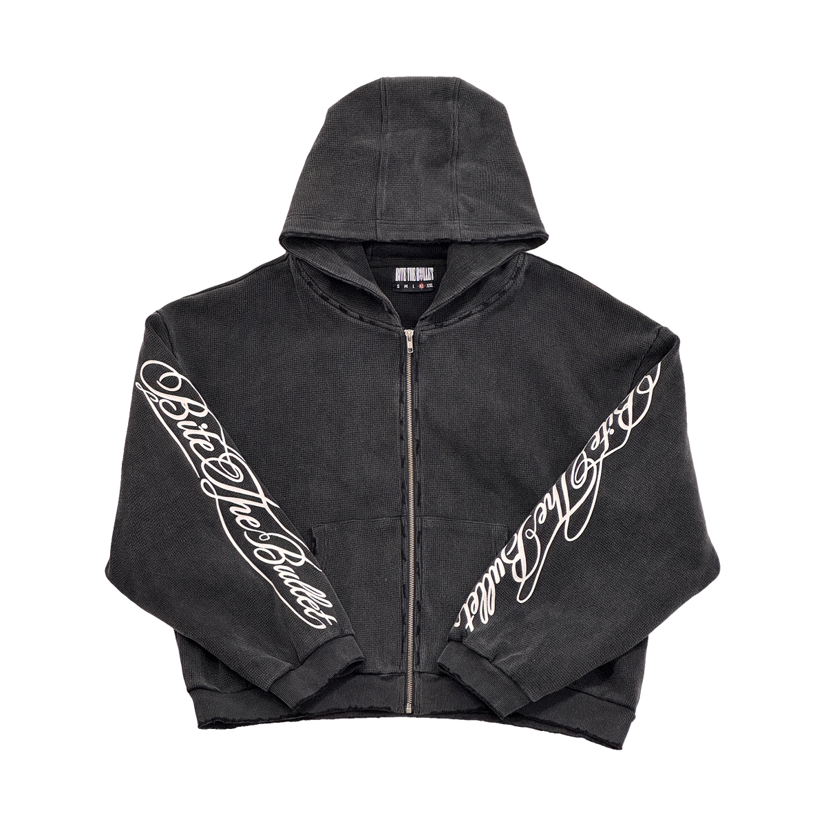 Vintage Washed Distressed Thermal Zip Up